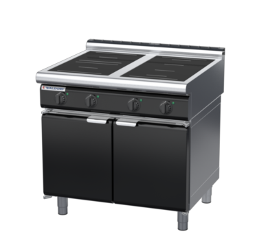 waldorf bold in8400lr3f-cd-b0 900mm electric induction cooktop on cabinet base with door and low splashback