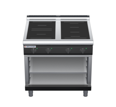 waldorf bold in8400lr3f-ob-b0 900mm electric induction cooktop on open base with low splashback