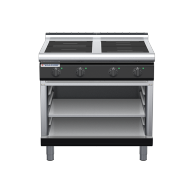 waldorf bold in8400lr3f-ob-b0 900mm electric induction cooktop on open base with low splashback
