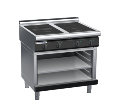 waldorf bold in8400lr3f-ob-b0 900mm electric induction cooktop on open base with low splashback