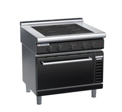 waldorf bold in8410eclf-b0 900mm induction oven range electric convection oven with low splashback