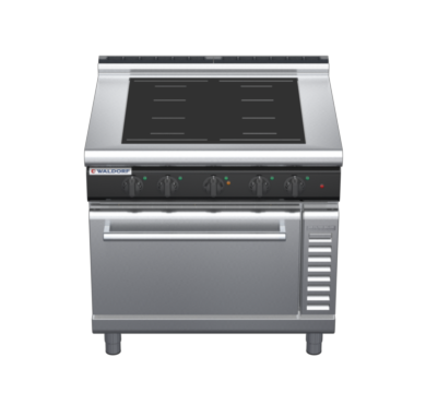 waldorf cue in8410eclf-c0 900mm induction oven range electric convection oven with low splashback