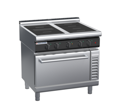 waldorf cue in8410eclr5f-c0 900mm induction oven range electric convection oven with low splashback