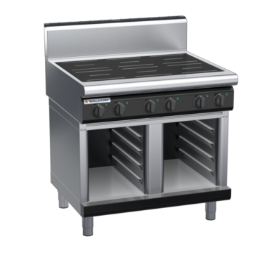 waldorf bold in8600hr2-cb-b0 900mm electric induction cooktop on cabinet base with high splashback