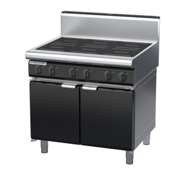 waldorf bold in8600hr2-cd-b0 900mm electric induction cooktop on cabinet base with door and high splashback