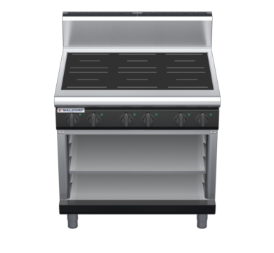 waldorf bold in8600hr2-ob-b0 900mm electric induction cooktop on open base with high splashback