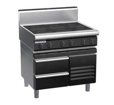 waldorf bold in8600hr2-rb-b0 900mm electric induction cooktop on refrigerated base with high splashback