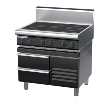 waldorf bold in8600hr2-rb-b0 900mm electric induction cooktop on refrigerated base with high splashback