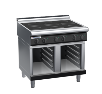 waldorf bold in8600lr2-cb-b0 900mm electric induction cooktop on cabinet base with low splashback