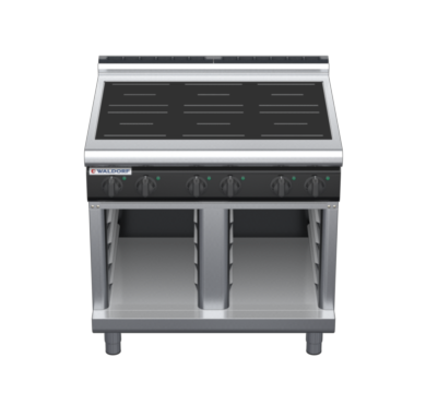 waldorf cue in8600lr2-cb-c0 900mm electric induction cooktop on cabinet base with low splashback