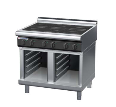 waldorf cue in8600lr2-cb-c0 900mm electric induction cooktop on cabinet base with low splashback