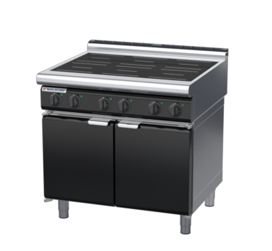waldorf bold in8600lr2-cd-b0 900mm electric induction cooktop on cabinet base with door and low splashback