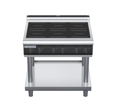 waldorf cue in8600lr2-ls-c0 900mm electric induction cooktop on leg stand with low splashback