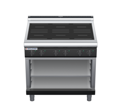 waldorf bold in8600lr2-ob-b0 900mm electric induction cooktop on open base with low splashback