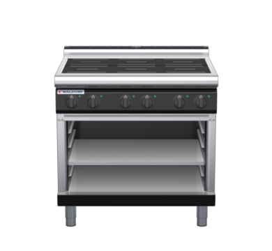 waldorf bold in8600lr2-ob-b0 900mm electric induction cooktop on open base with low splashback
