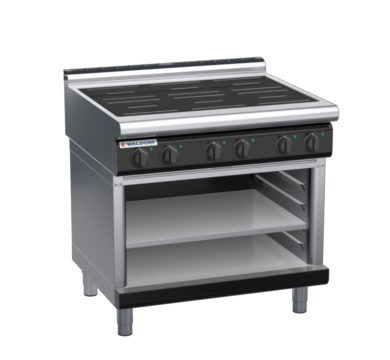 waldorf bold in8600lr2-ob-b0 900mm electric induction cooktop on open base with low splashback