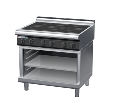 waldorf cue in8600lr2-ob-c0 900mm electric induction cooktop on open base with low splashback