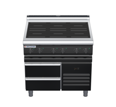 waldorf bold in8600lr2-rb-b0 900mm electric induction cooktop on refrigerated base with low splashback