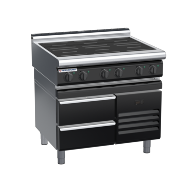 waldorf bold in8600lr2-rb-b0 900mm electric induction cooktop on refrigerated base with low splashback