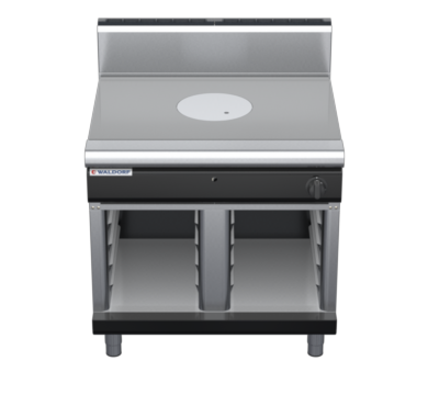waldorf bold rn8100gh-cb-b0 900mm gas target top on cabinet base with high splashback