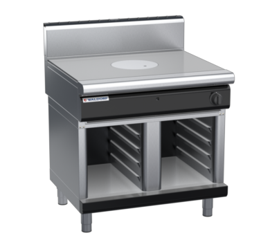 waldorf bold rn8100gh-cb-b0 900mm gas target top on cabinet base with high splashback