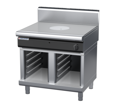 waldorf cue rn8100gh-cb-c0 900mm gas target top on cabinet base with high splashback