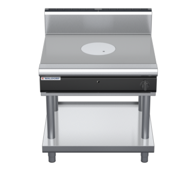 waldorf cue rn8100gh-ls-c0 900mm gas target top on leg stand with high splashback
