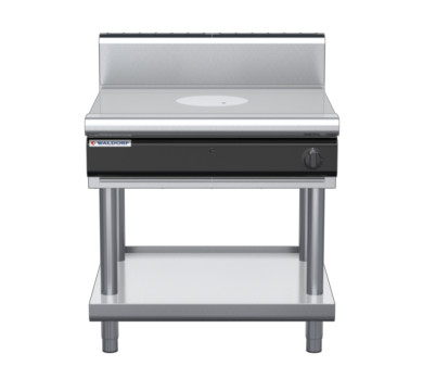 waldorf cue rn8100gh-ls-c0 900mm gas target top on leg stand with high splashback