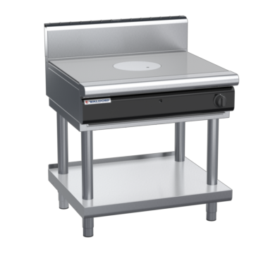 waldorf cue rn8100gh-ls-c0 900mm gas target top on leg stand with high splashback