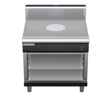 waldorf bold rn8100gh-ob-b0 900mm gas target top on open base with high splashback