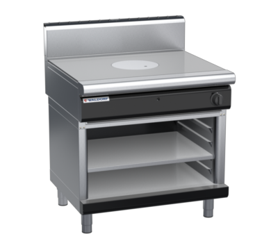 waldorf bold rn8100gh-ob-b0 900mm gas target top on open base with high splashback