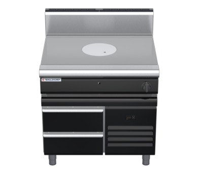waldorf bold rn8100gh-rb-b0 900mm gas target top on refrigerated base with high splashback