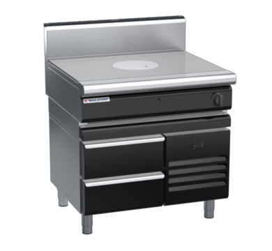 waldorf bold rn8100gh-rb-b0 900mm gas target top on refrigerated base with high splashback