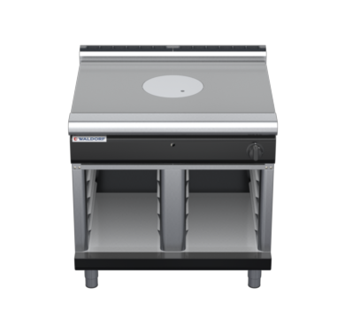 waldorf bold rn8100gl-cb-b0 900mm gas target top on cabinet base with low splashback