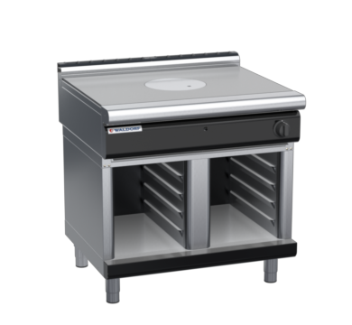 waldorf bold rn8100gl-cb-b0 900mm gas target top on cabinet base with low splashback