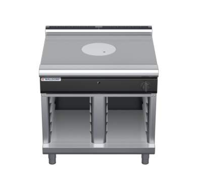 waldorf cue rn8100gl-cb-c0 900mm gas target top on cabinet base with low splashback