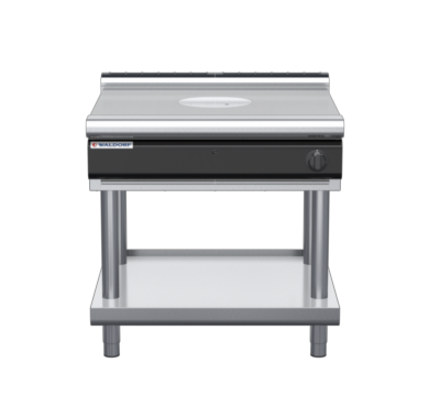 waldorf cue rn8100gl-ls-c0 900mm gas target top on leg stand with low splashback