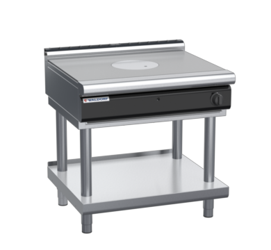 waldorf cue rn8100gl-ls-c0 900mm gas target top on leg stand with low splashback