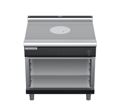 waldorf bold rn8100gl-ob-b0 900mm gas target top on open base with low splashback