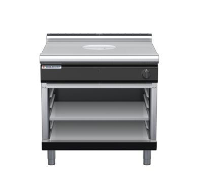 waldorf bold rn8100gl-ob-b0 900mm gas target top on open base with low splashback