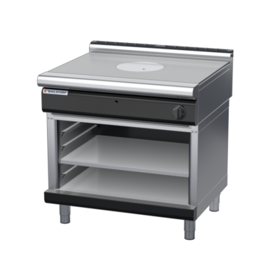 waldorf bold rn8100gl-ob-b0 900mm gas target top on open base with low splashback