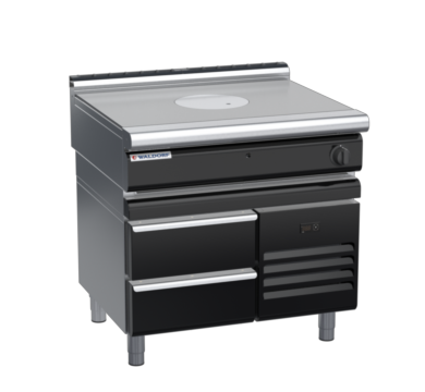 waldorf bold rn8100gl-rb-b0 900mm gas target top on refrigerated base with low splashback