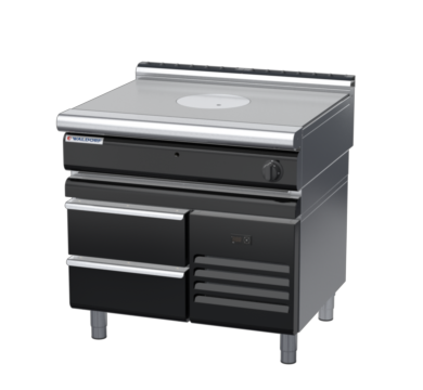 waldorf bold rn8100gl-rb-b0 900mm gas target top on refrigerated base with low splashback