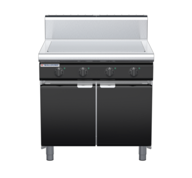 waldorf bold rn8104eh-cd-b0 900mm electric solid top on cabinet base with door and high splashback