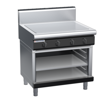 waldorf bold rn8104eh-ob-b0 900mm electric solid top on open base with high splashback
