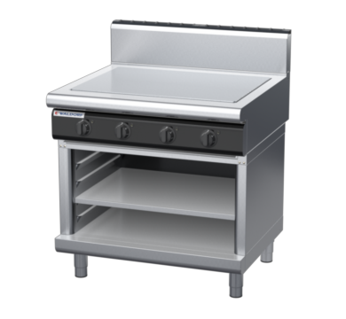 waldorf cue rn8104eh-ob-c0 900mm electric solid top on open base with high splashback