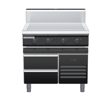 waldorf bold rn8104eh-rb-b0 900mm electric solid top on refrigerated base with high splashback