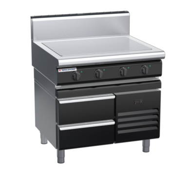 waldorf bold rn8104eh-rb-b0 900mm electric solid top on refrigerated base with high splashback