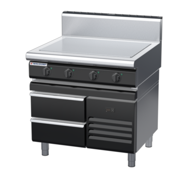 waldorf bold rn8104eh-rb-b0 900mm electric solid top on refrigerated base with high splashback