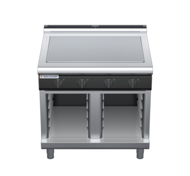 waldorf cue rn8104el-cb-c0 900mm electric solid top on cabinet base with low splashback